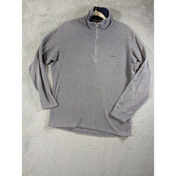 Patagonia Capilene Pullover Mens Large Fleece Zip Mock Sweater Made In USA Gray - Picture 1 of 12